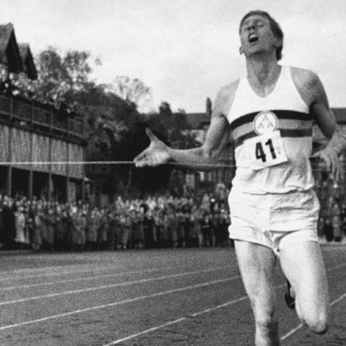 Roger Bannister breaking the 4-minute mile barrier